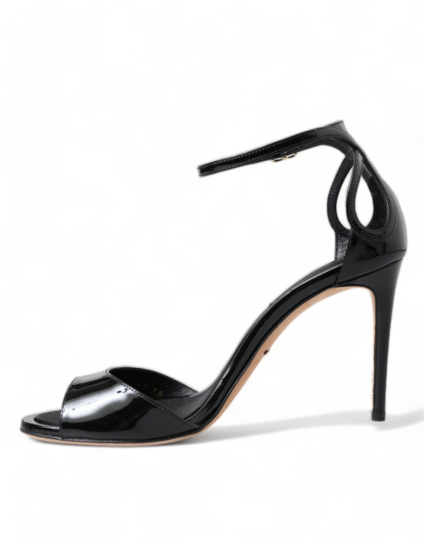 Black Leather Ankle Strap Heels Sandals Shoes