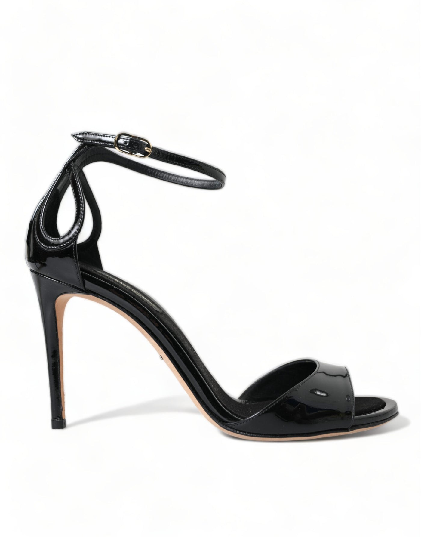 Black Leather Ankle Strap Heels Sandals Shoes