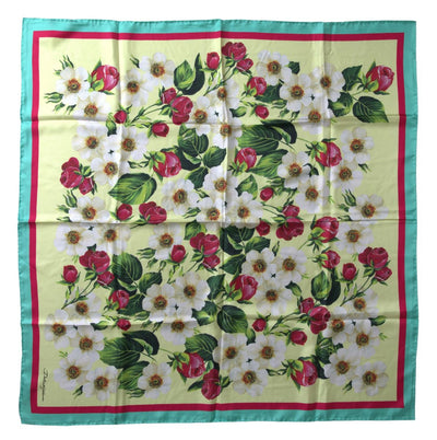 Multicolor Floral Silk Square Neck Wrap Scarf