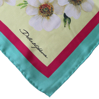 Multicolor Floral Silk Square Neck Wrap Scarf