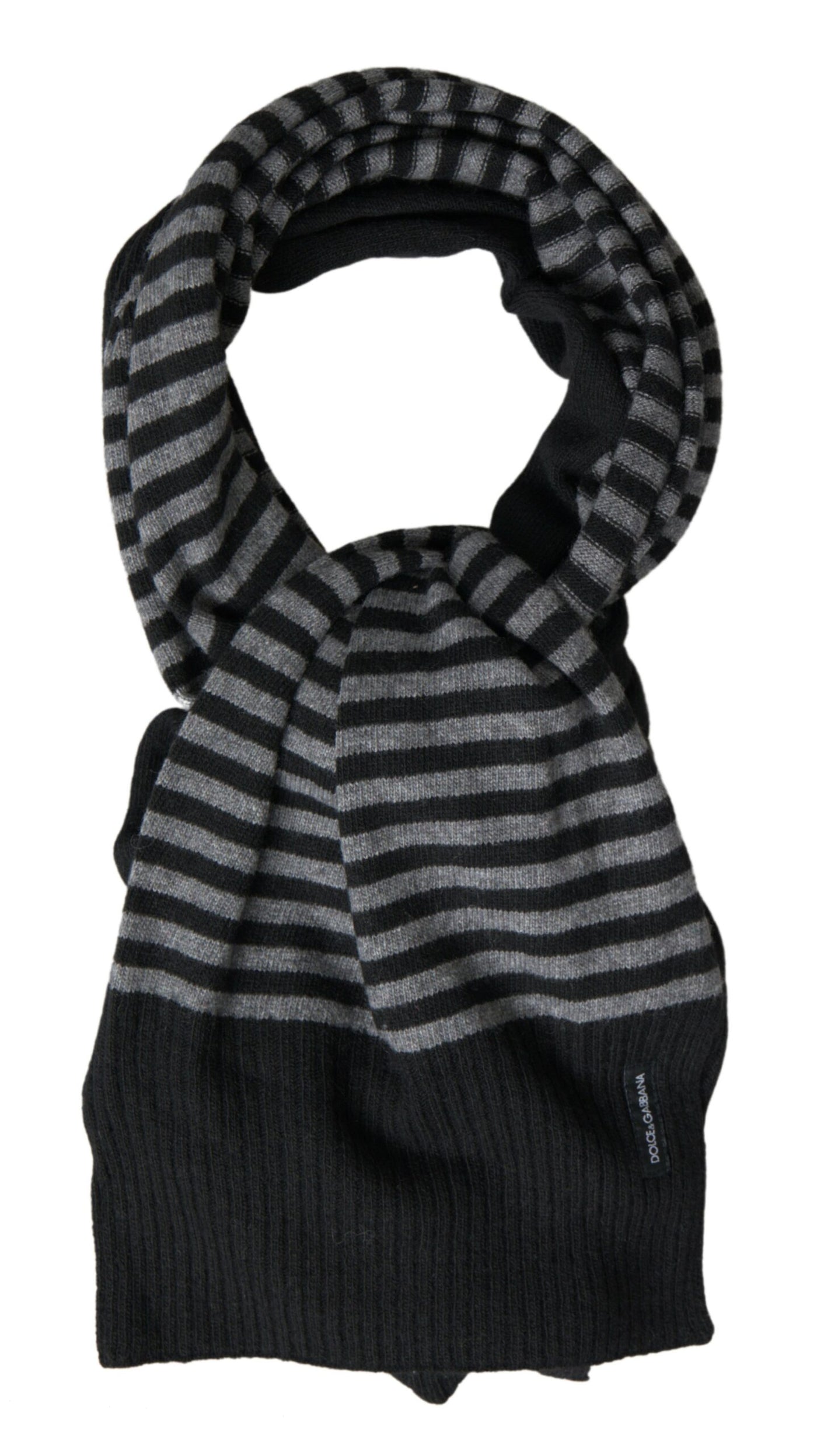 Black Gray Stripe Wool Neck Wrap Shawl Scarf