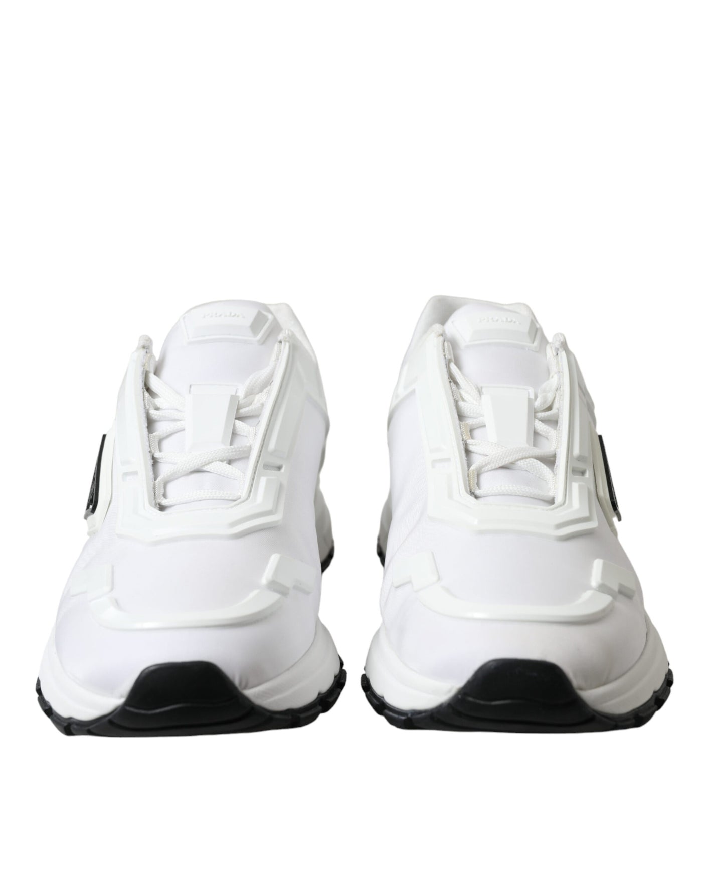 White Re-Nylon Triangle Logo Low Top Sneakers Shoes