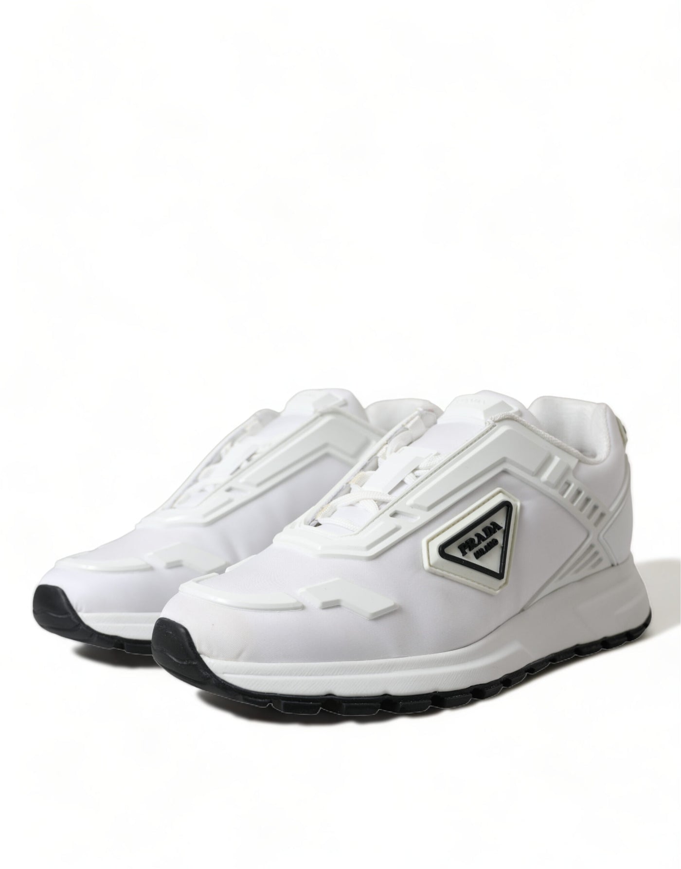 White Re-Nylon Triangle Logo Low Top Sneakers Shoes