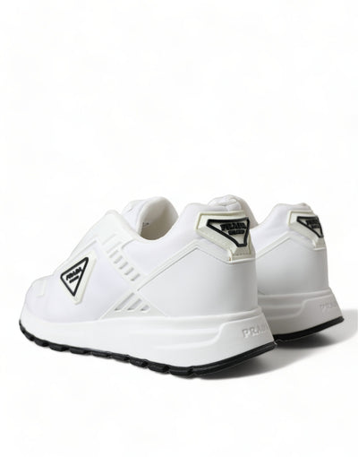 White Re-Nylon Triangle Logo Low Top Sneakers Shoes