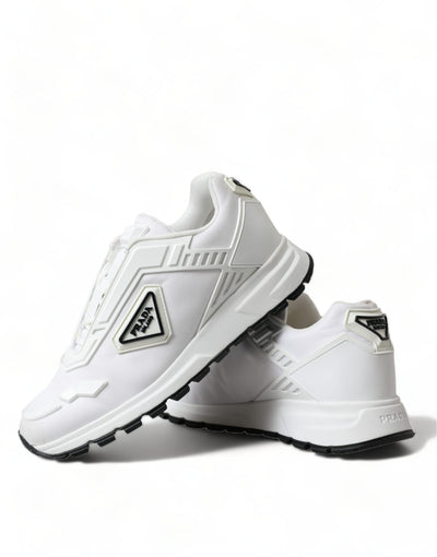 White Re-Nylon Triangle Logo Low Top Sneakers Shoes