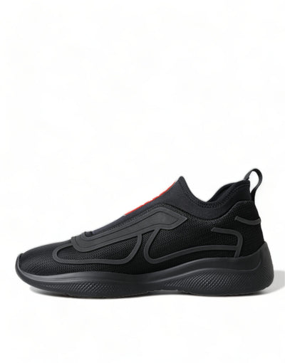 Black Technical Bike Knit Slip On Men Sneakers Shoes