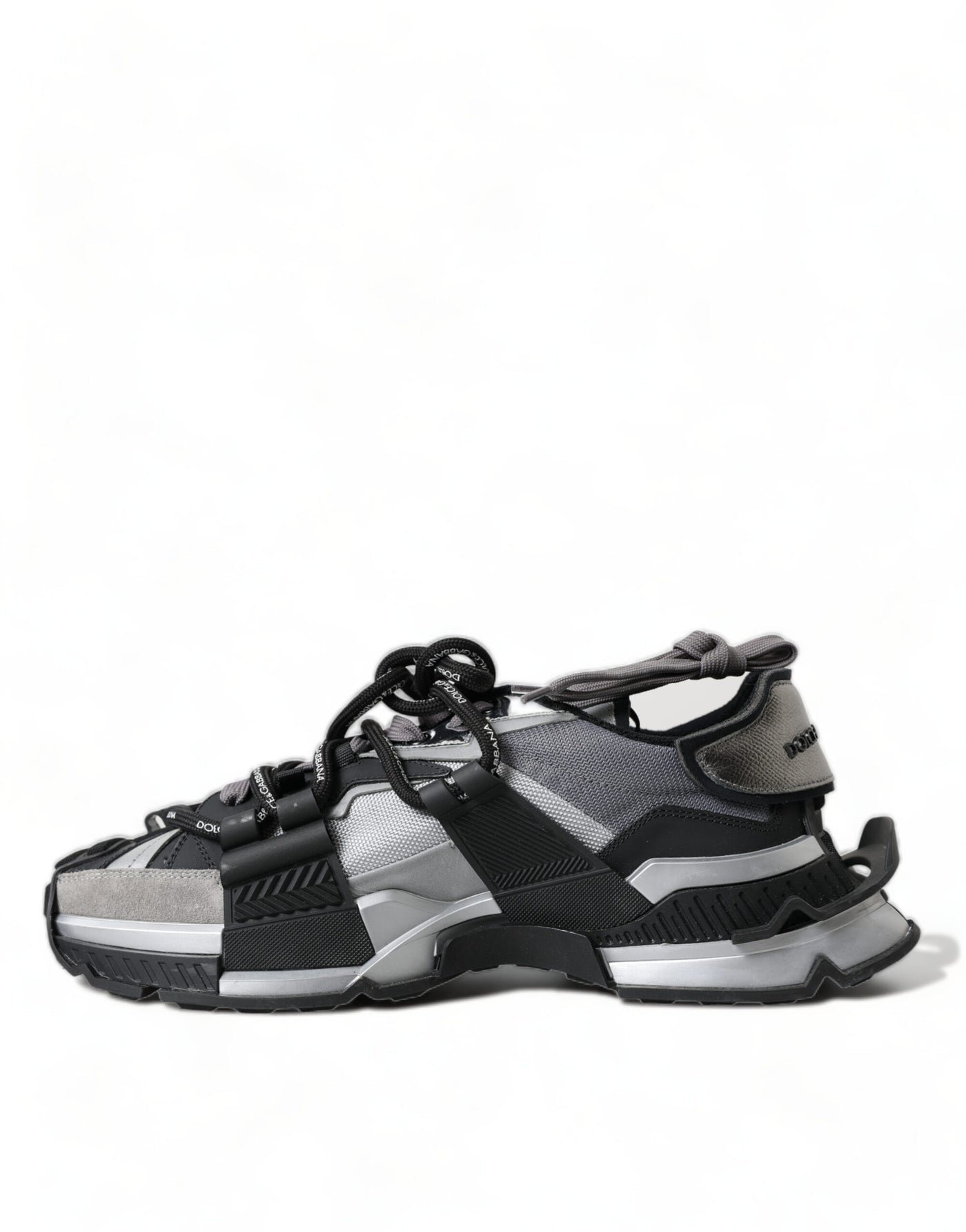 Gray and black Mixed Material Sneakers