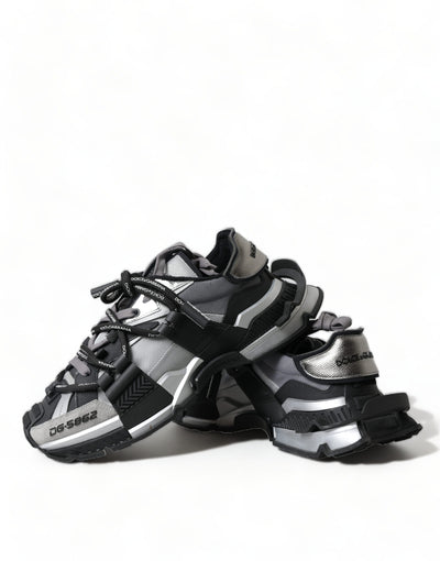 Gray and black Mixed Material Sneakers