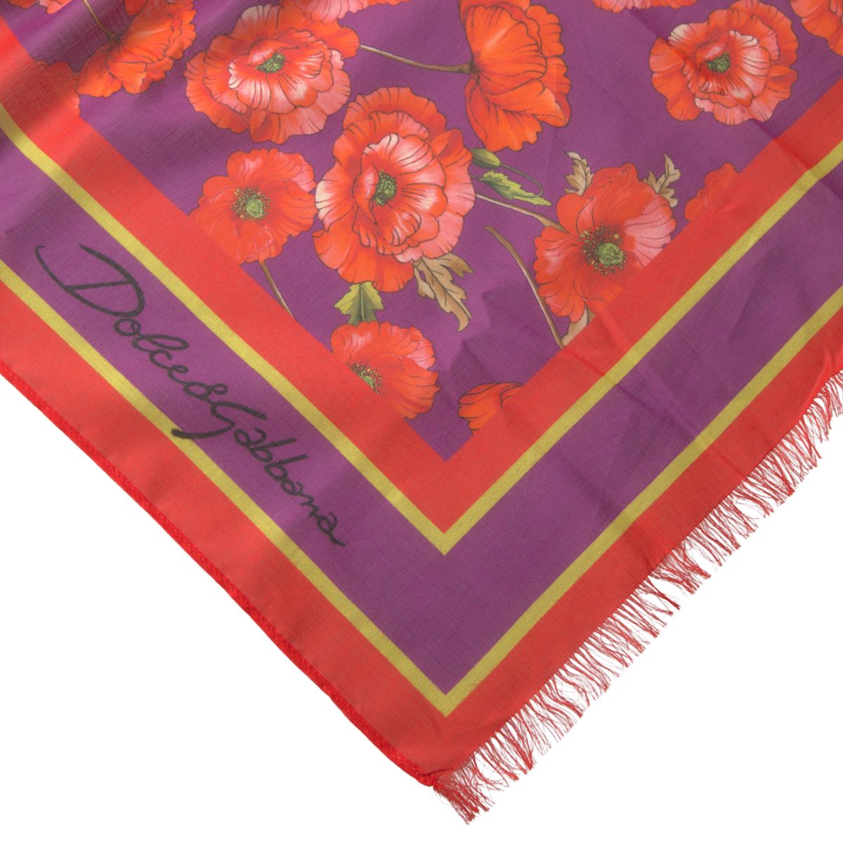 Red Floral Cotton Shawl Wrap Foulard Scarf