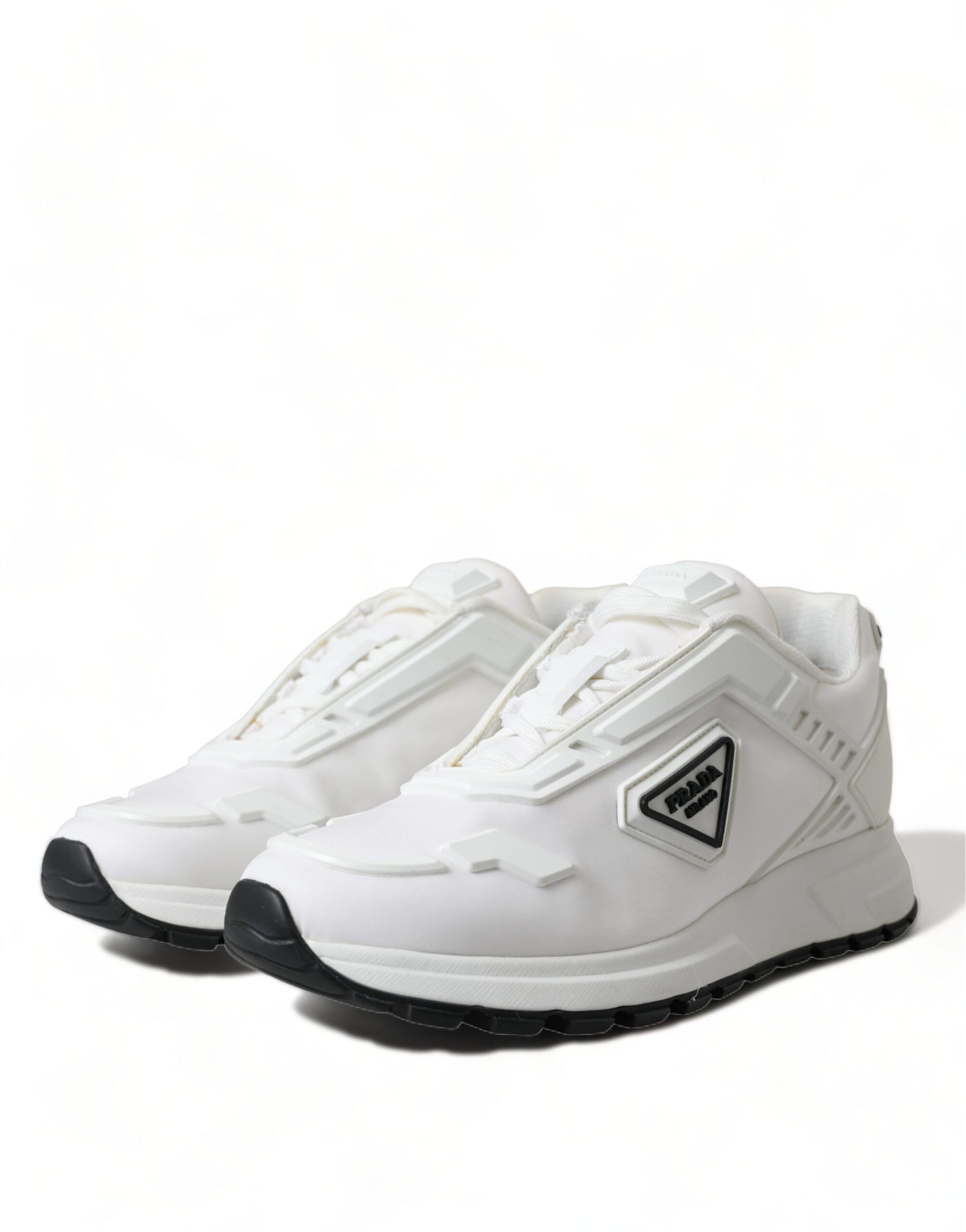 White Re-Nylon Triangle Logo Low Top Sneakers Shoes