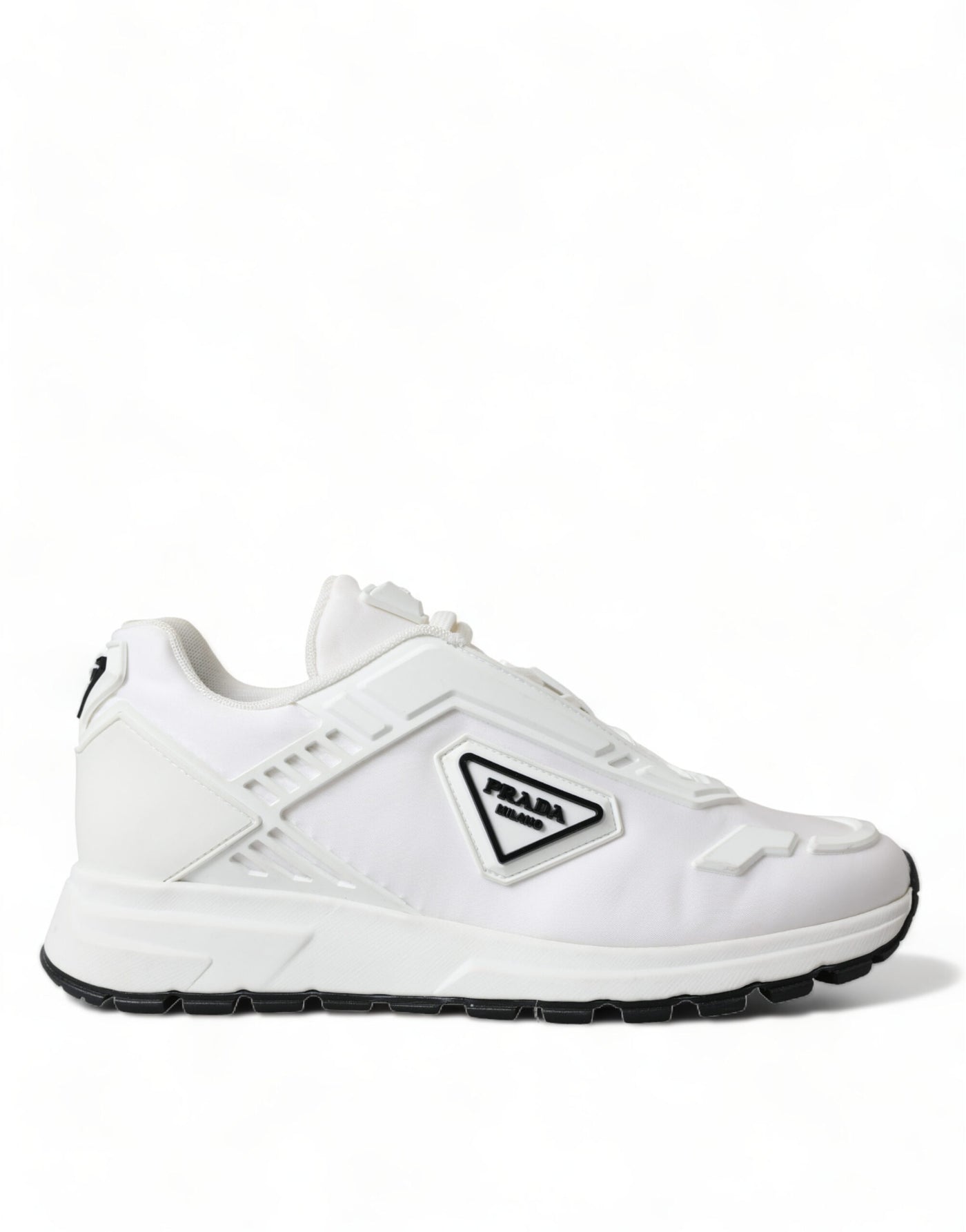 White Re-Nylon Triangle Logo Low Top Sneakers Shoes