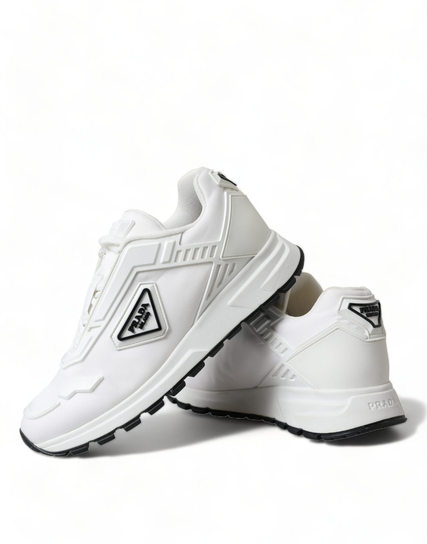 White Re-Nylon Triangle Logo Low Top Sneakers Shoes