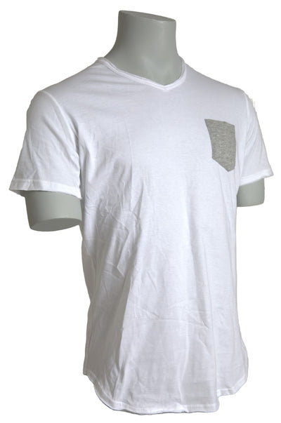 White Cotton Crew Neck Pocket T-shirt