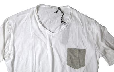 White Cotton Crew Neck Pocket T-shirt