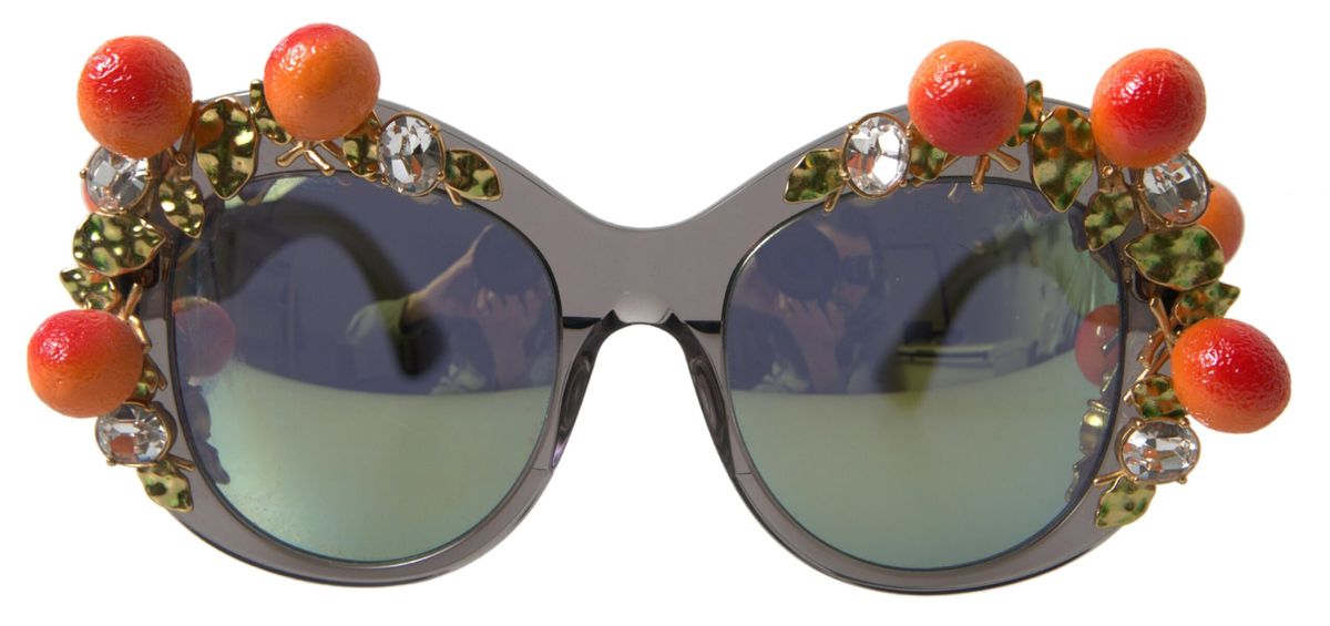 Gray DG4283B Crystals Orange Appliques Sunglasses