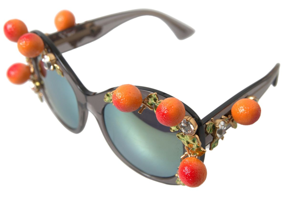 Gray DG4283B Crystals Orange Appliques Sunglasses