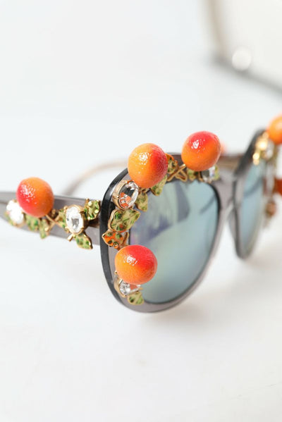 Gray DG4283B Crystals Orange Appliques Sunglasses