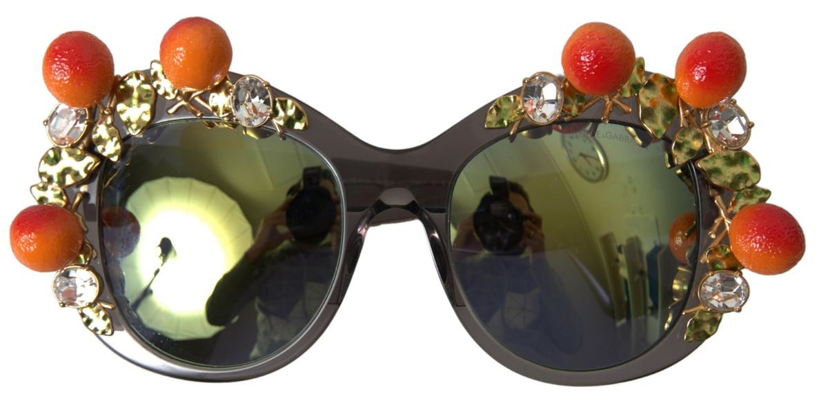 Gray DG4283B Crystals Orange Appliques Sunglasses