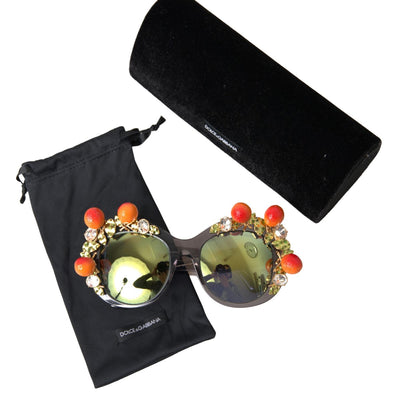 Gray DG4283B Crystals Orange Appliques Sunglasses