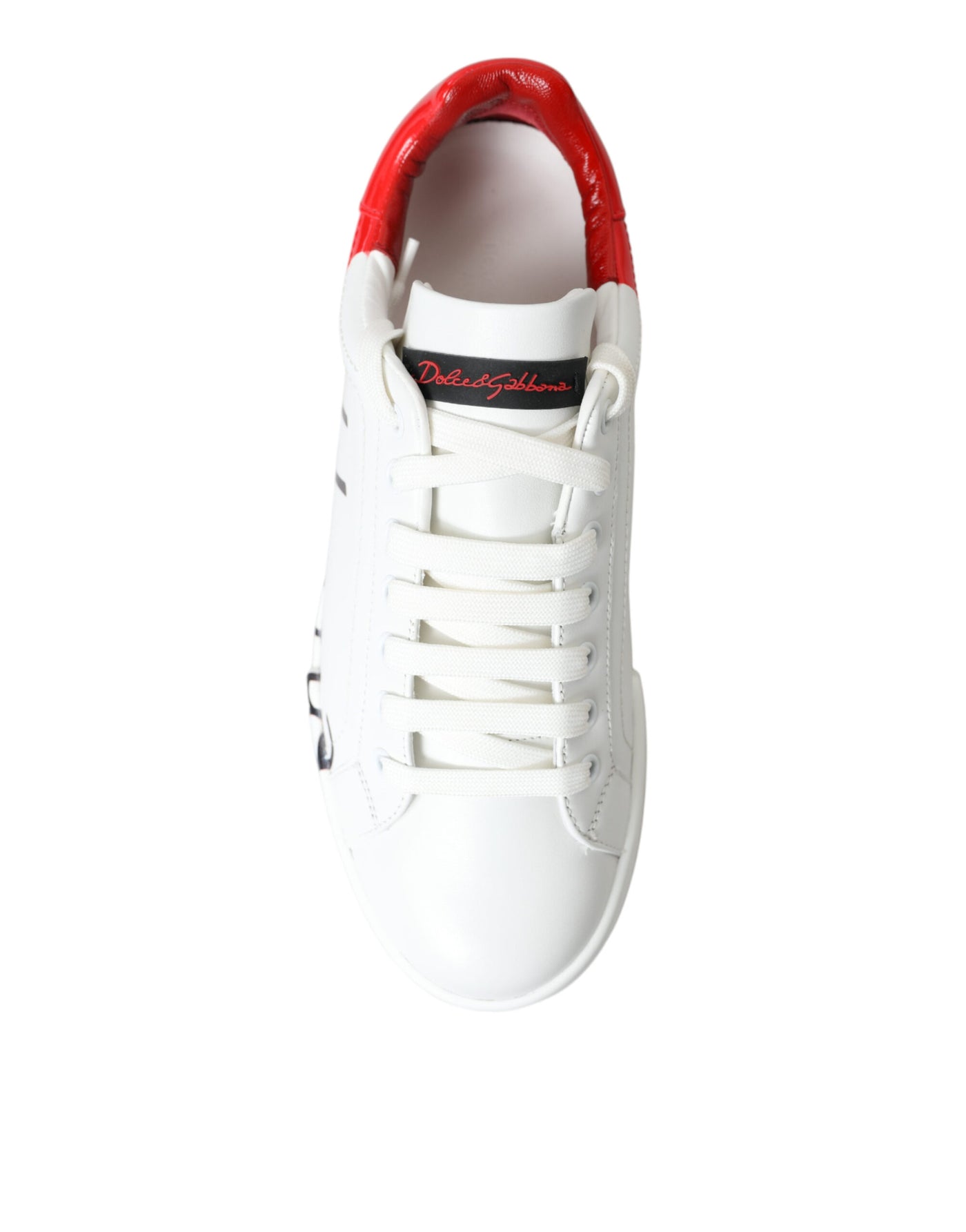 White Red Leather Logo Low Top Sneakers Men Shoes