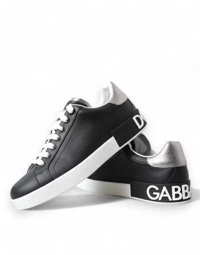 Black White Portofino Low Top Sneakers Men Shoes