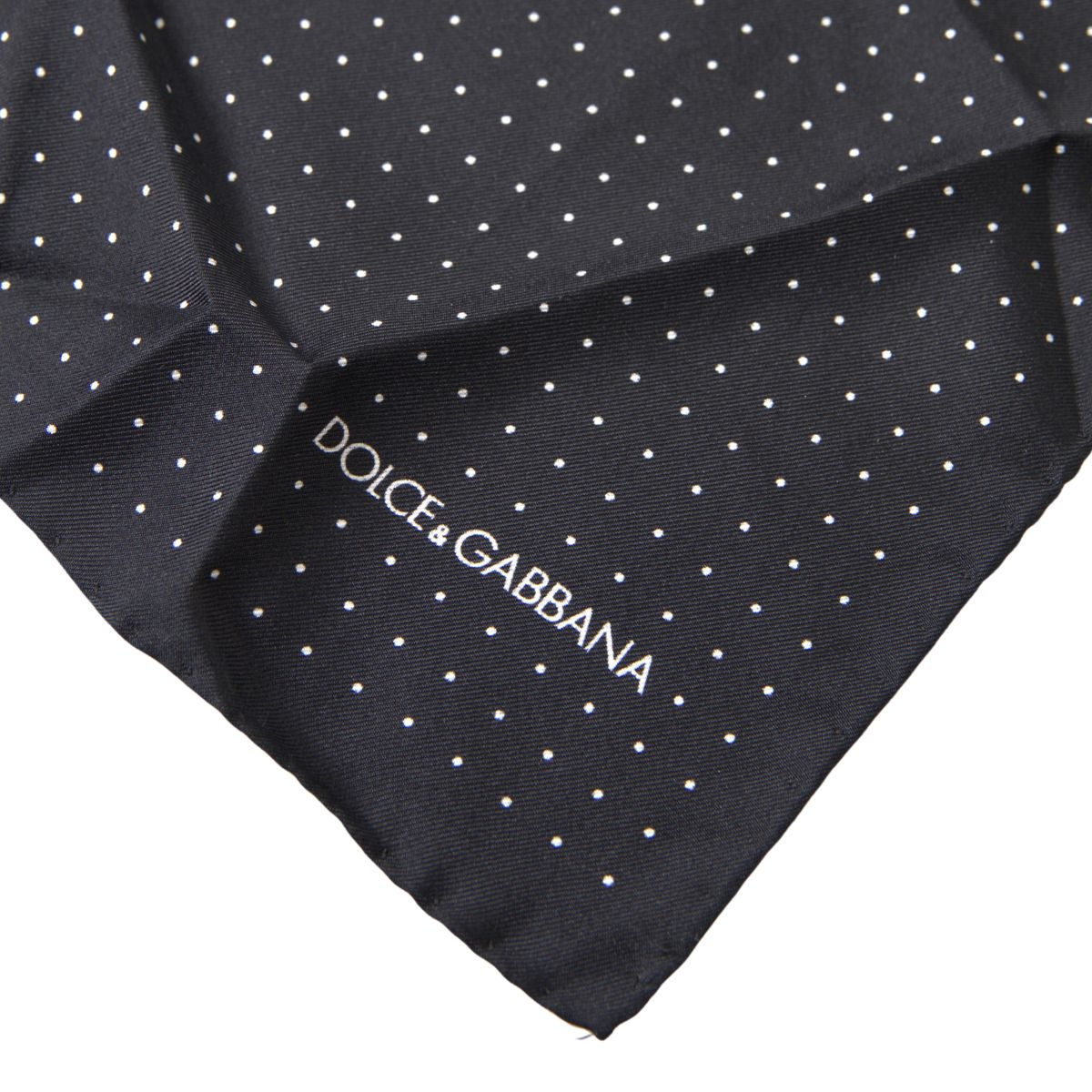 Black Polka Dots Silk Square Handkerchief Scarf