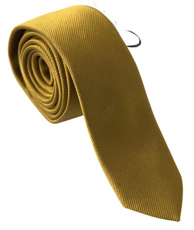 Gold Yellow Solid 100% Silk Necktie Men Tie