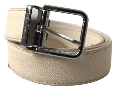 Beige Leather Metal Buckle Men Cintura Belt