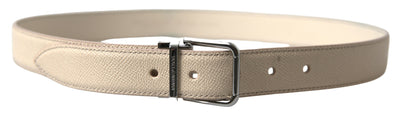 Beige Leather Metal Buckle Men Cintura Belt