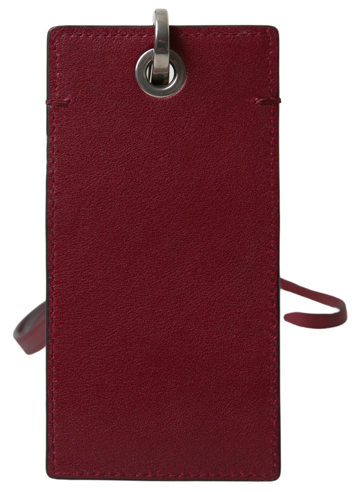 Red Leather Lanyard Logo Slim Card Holder Men Wallet