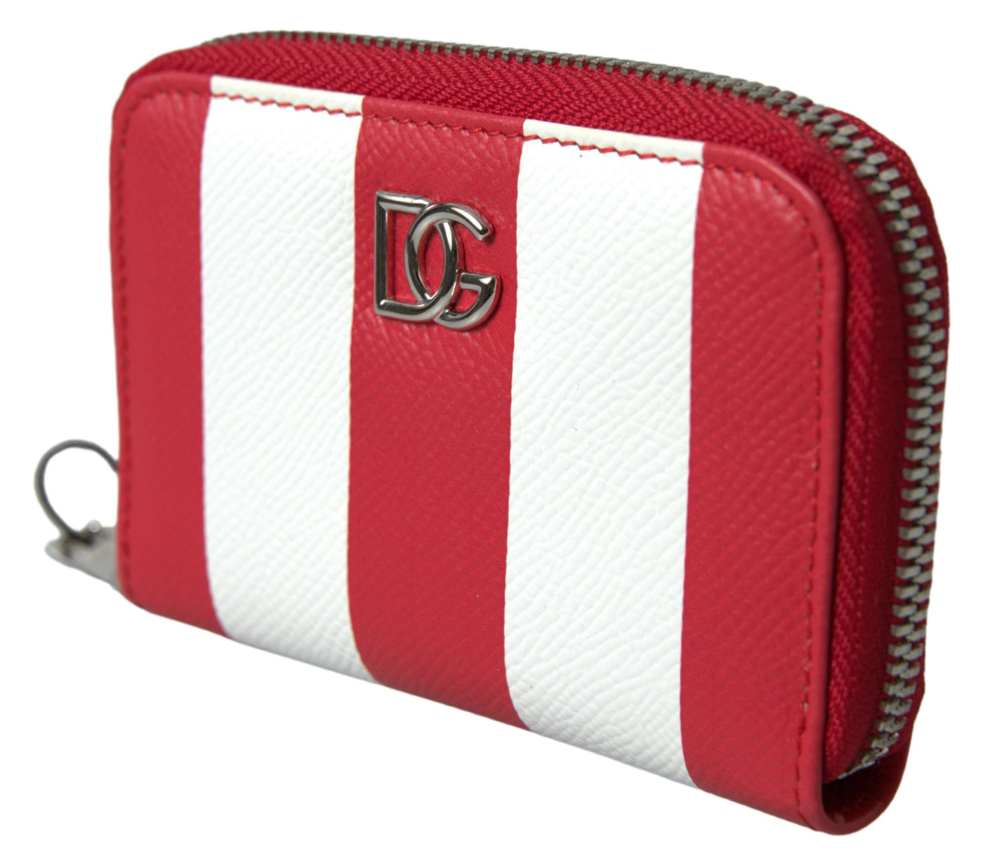 Red White Leather ZipAround Continental Logo Wallet