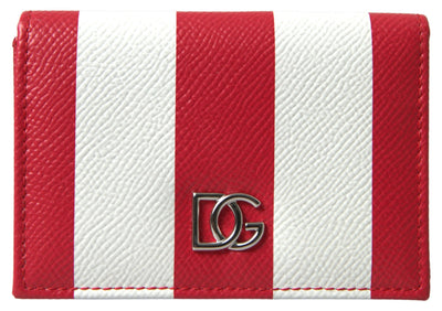 Red White Leather DG Logo Card Holder Women Wallet