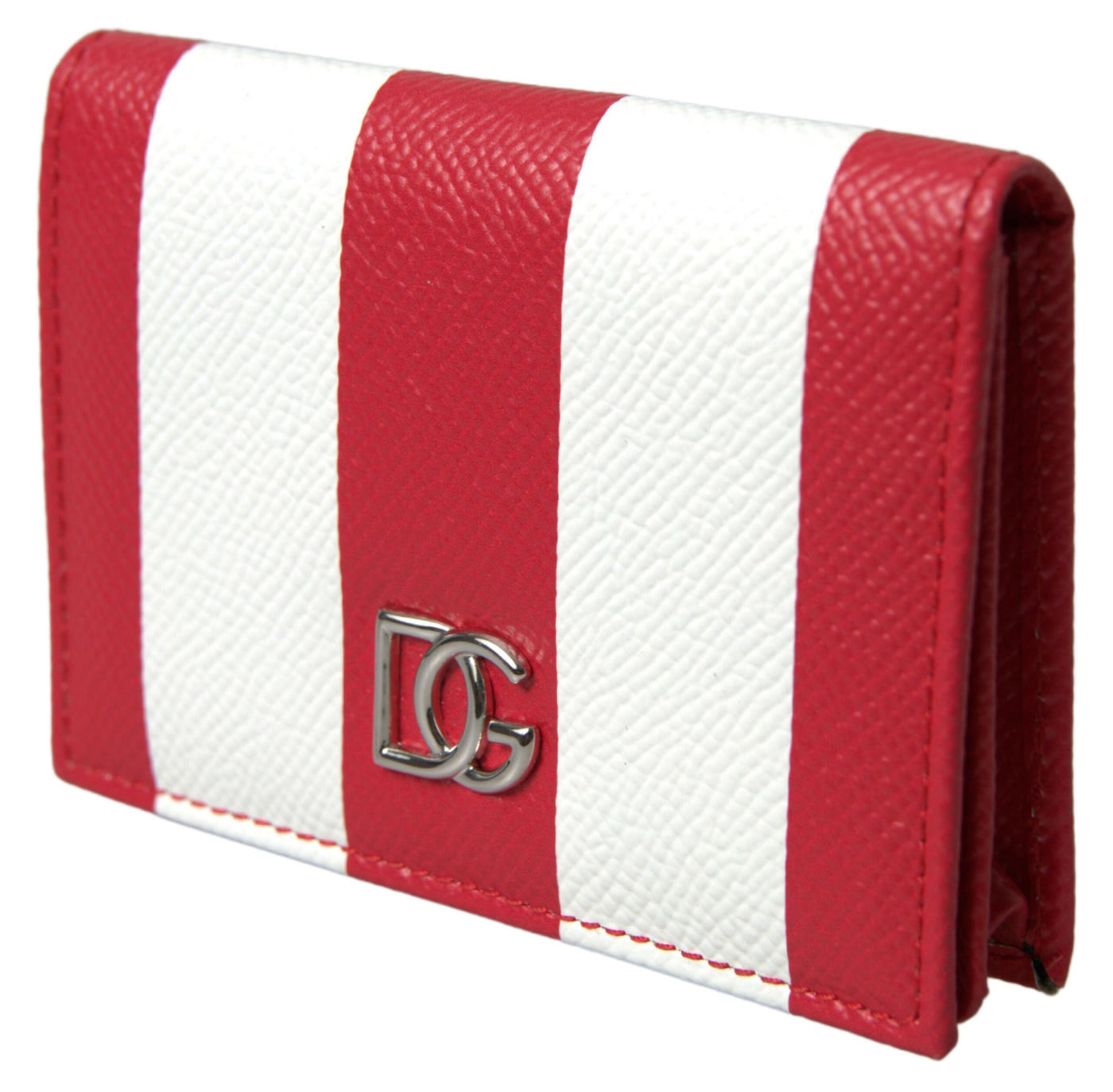 Red White Leather DG Logo Card Holder Women Wallet