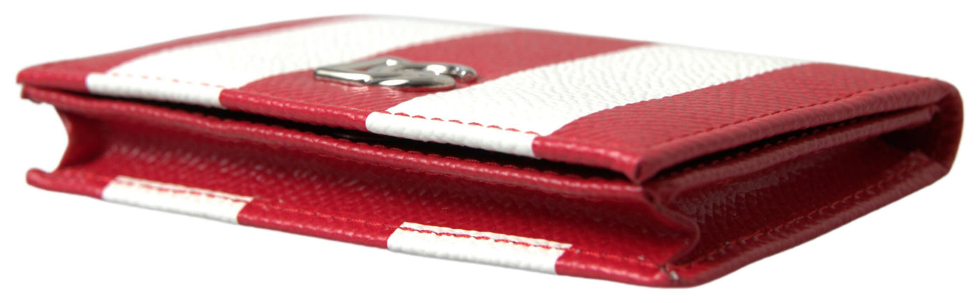 Red White Leather DG Logo Card Holder Women Wallet