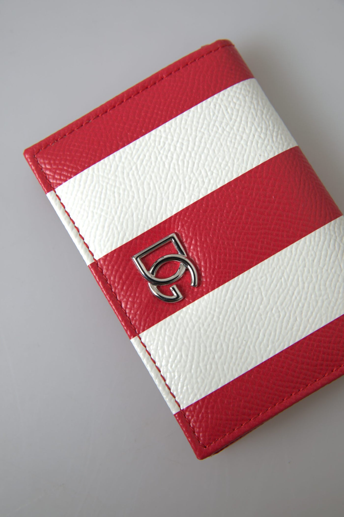 Red White Leather DG Logo Card Holder Women Wallet