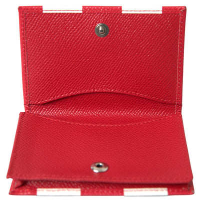 Red White Leather DG Logo Card Holder Women Wallet