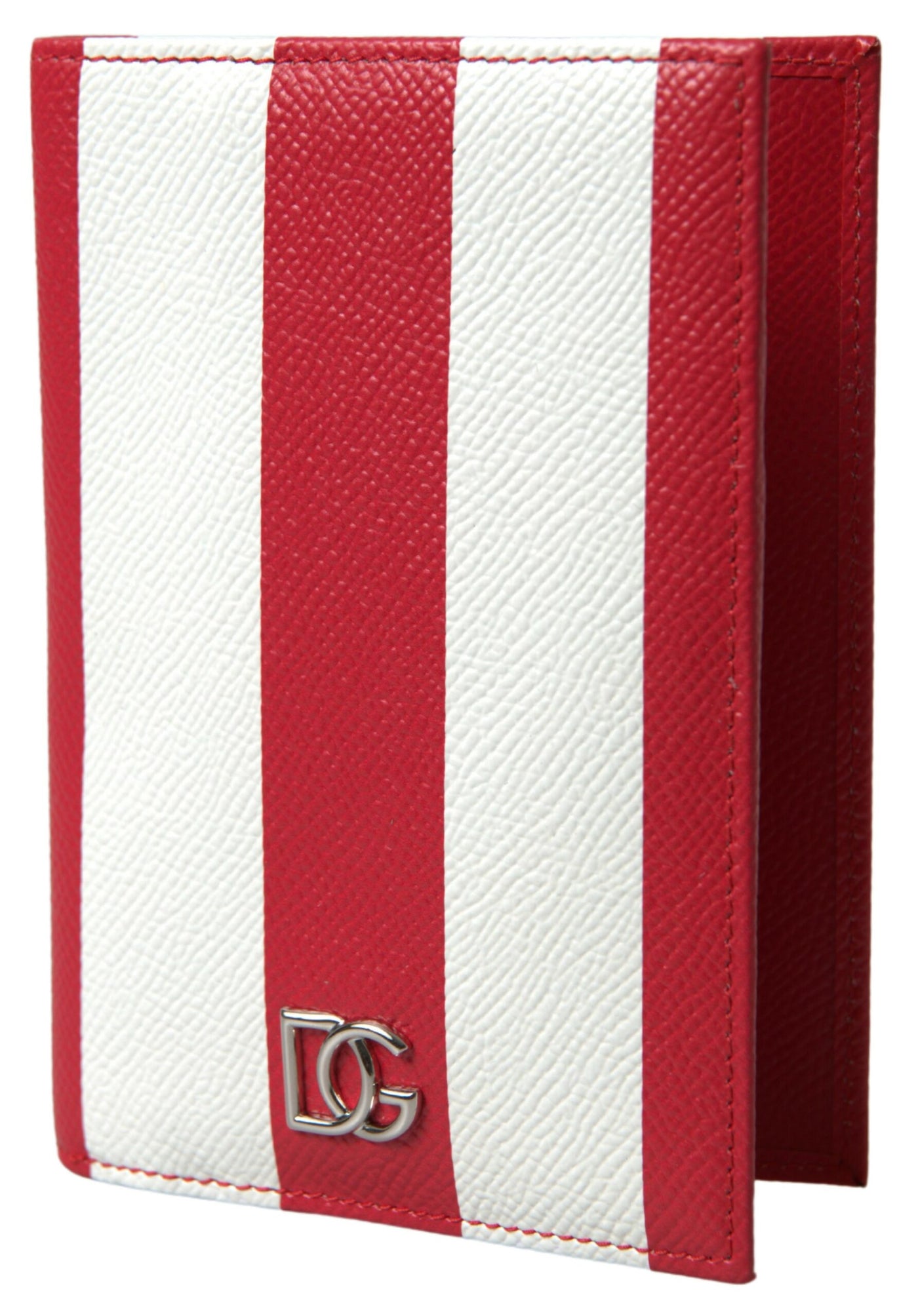 Red White Leather DG Logo Bifold Passport Holder Wallet