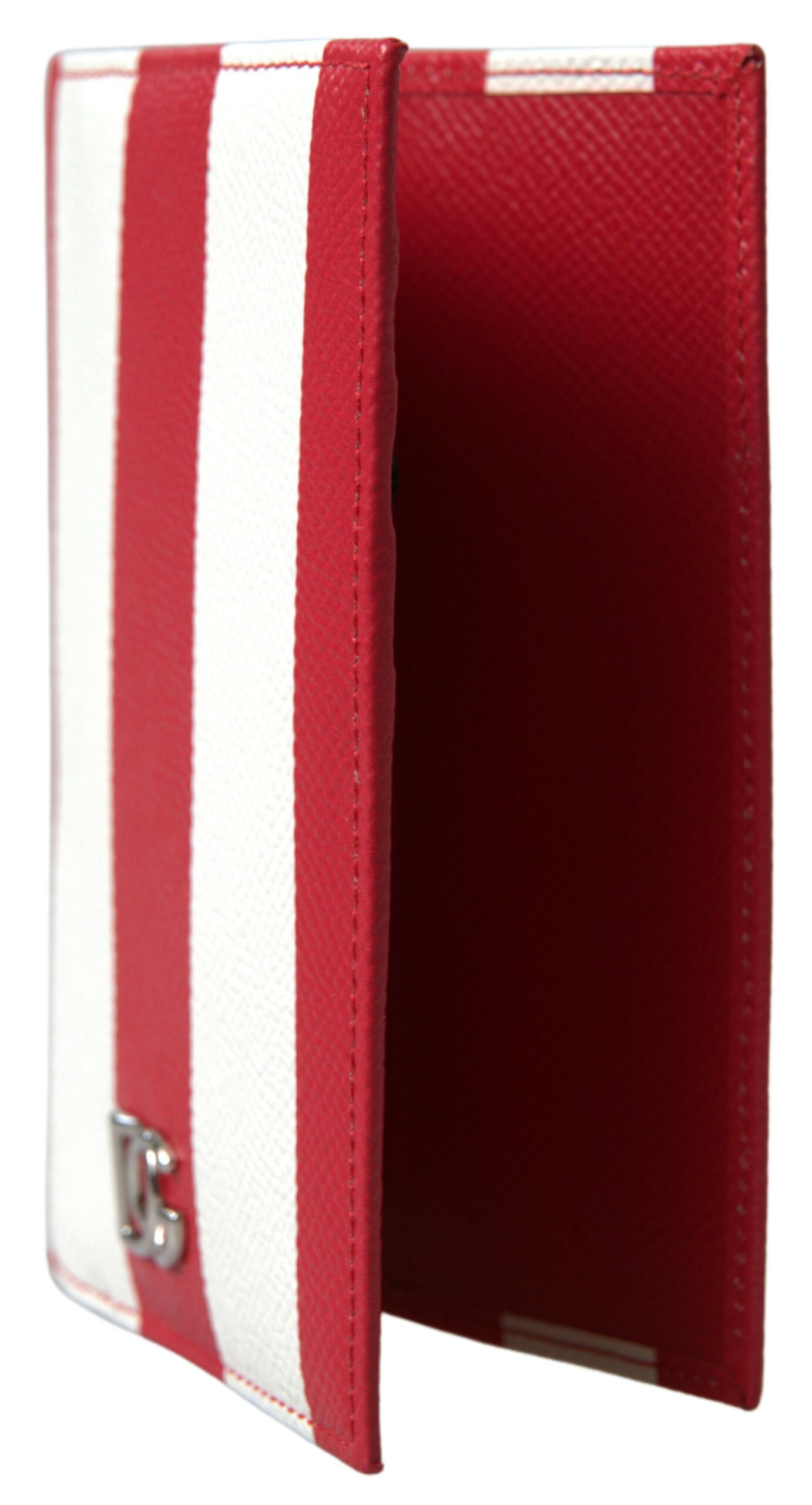 Red White Leather DG Logo Bifold Passport Holder Wallet