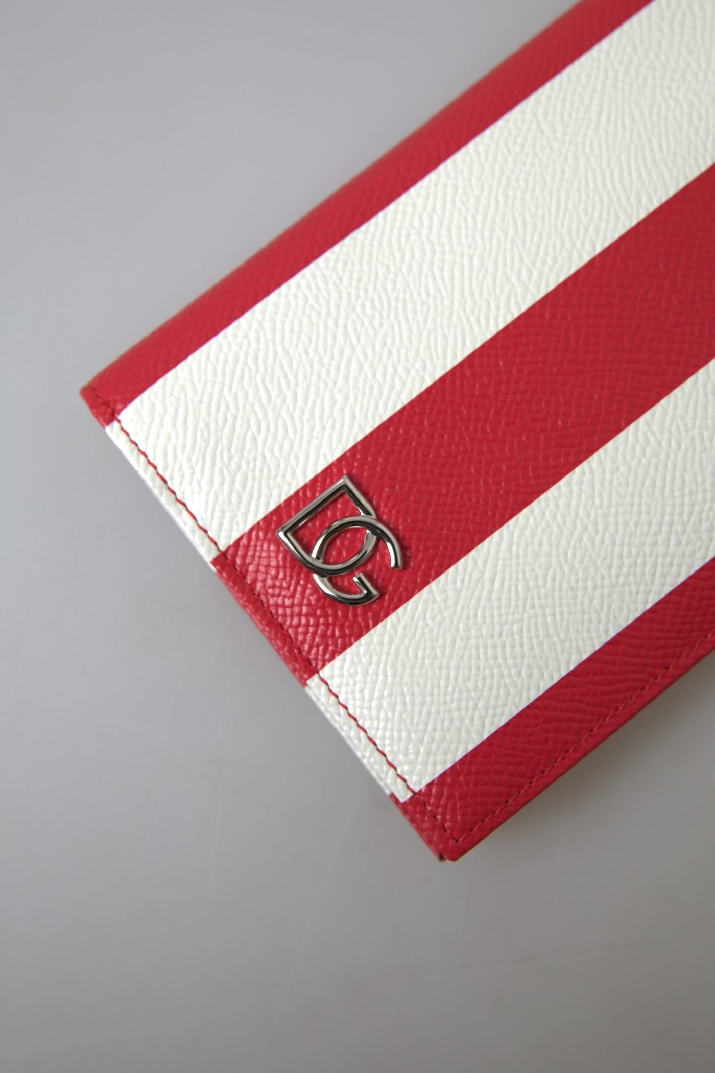 Red White Leather DG Logo Bifold Passport Holder Wallet