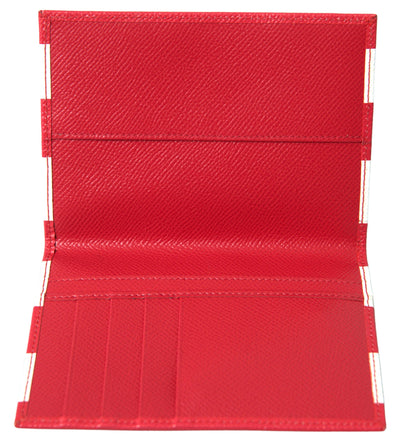 Red White Leather DG Logo Bifold Passport Holder Wallet