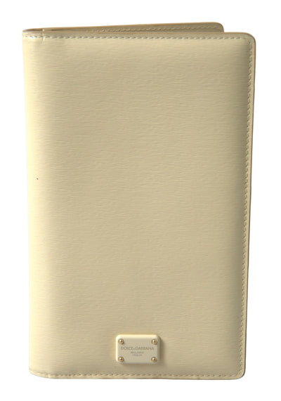 Beige Leather DG Logo Bifold Card Passport Holder Wallet