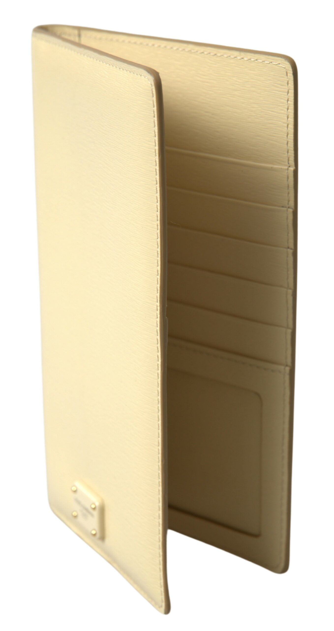 Beige Leather DG Logo Bifold Card Passport Holder Wallet