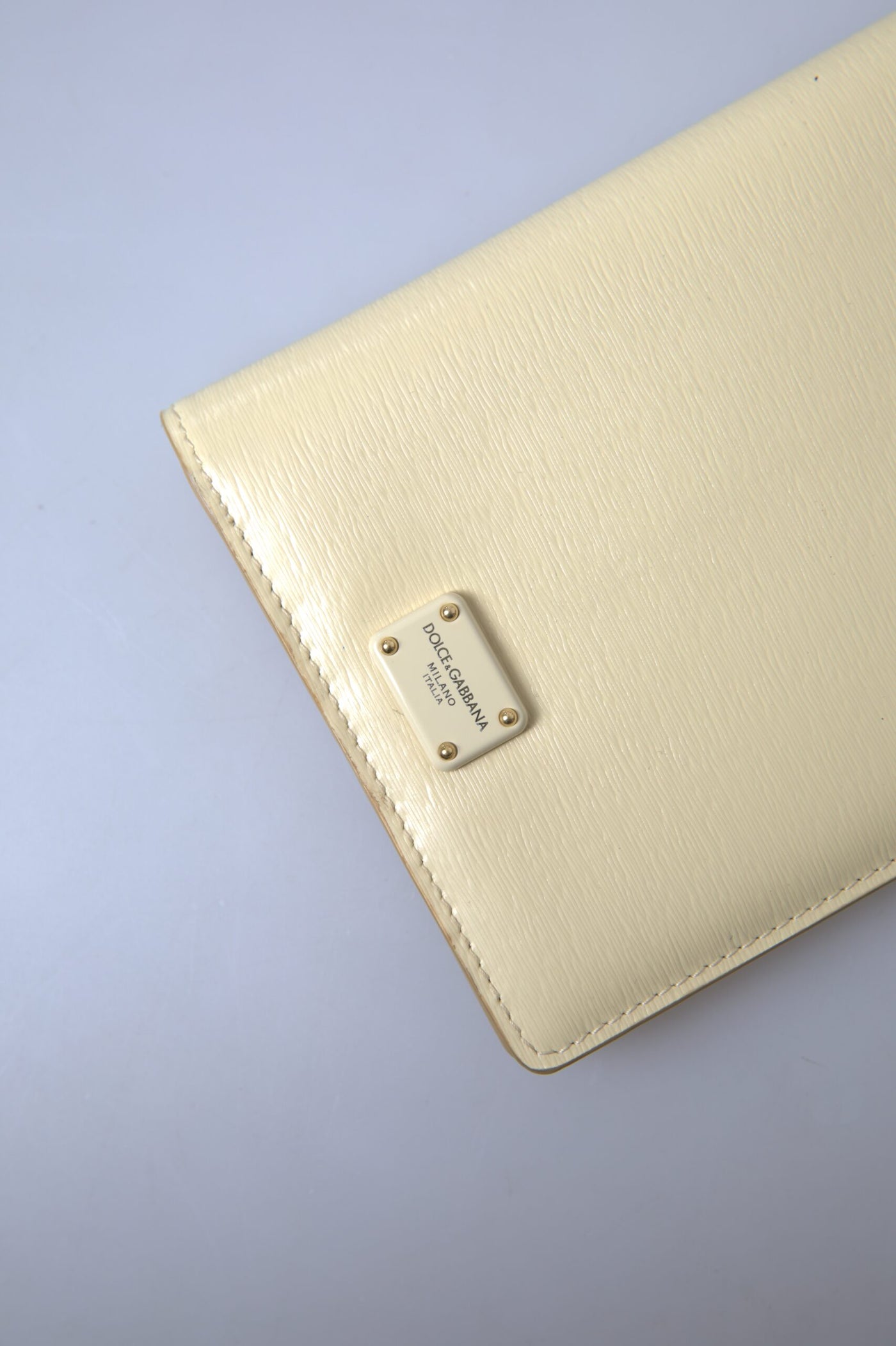 Beige Leather DG Logo Bifold Card Passport Holder Wallet