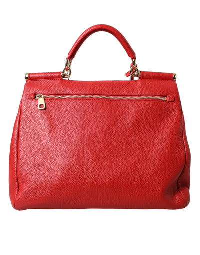 Red Leather Large Miss Sicily Top Handle Women Bag