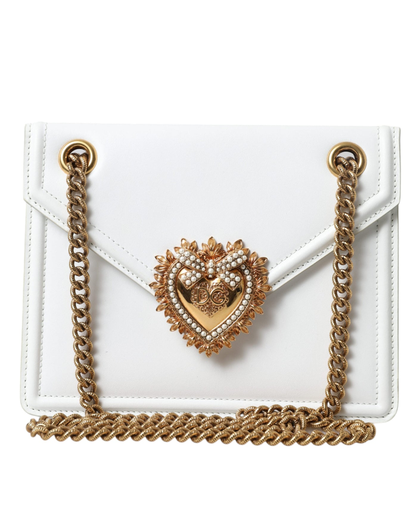 White DEVOTION Heart Leather Shoulder Women Bag