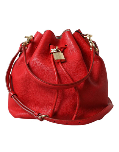 Red Leather Claudia Drawstring Bucket Women Bag