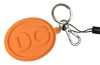 Orange Rubber DG Logo Gold Brass Metal Keychain