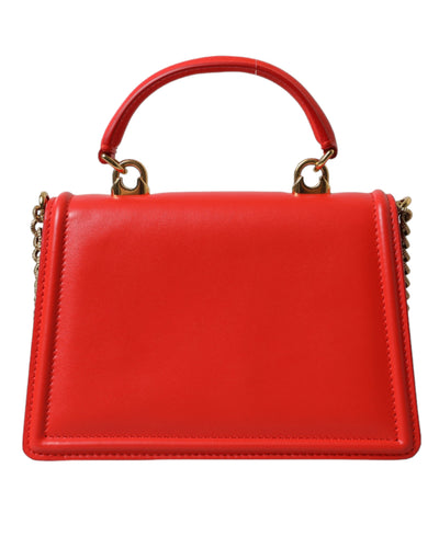 Red Leather DEVOTION Gold Heart Shoulder Borse Bag