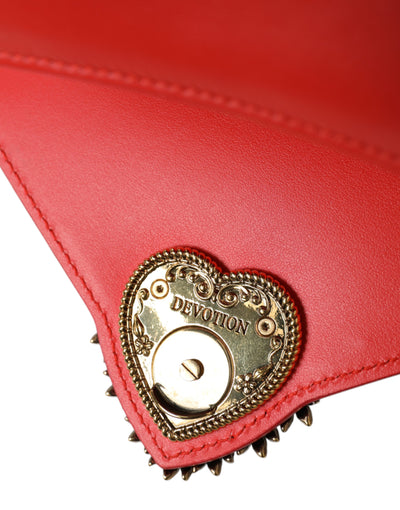 Red Leather DEVOTION Gold Heart Shoulder Borse Bag