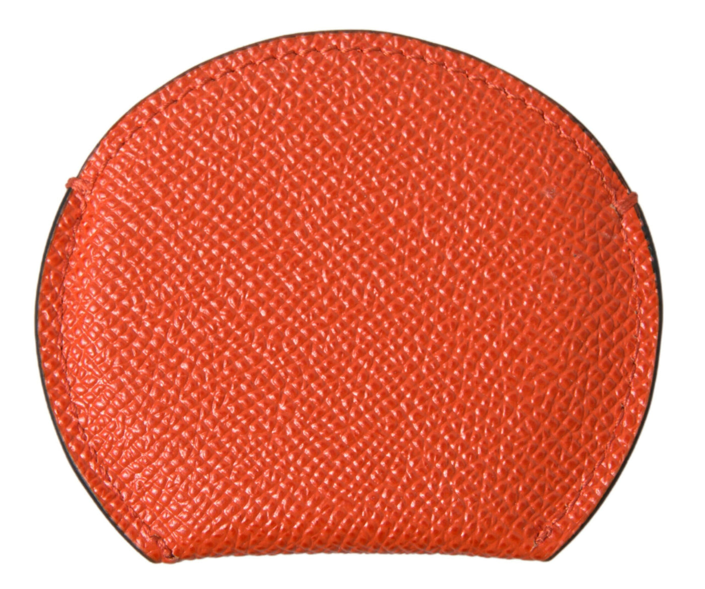 Orange Calfskin Leather Round Logo Hand Mirror Holder